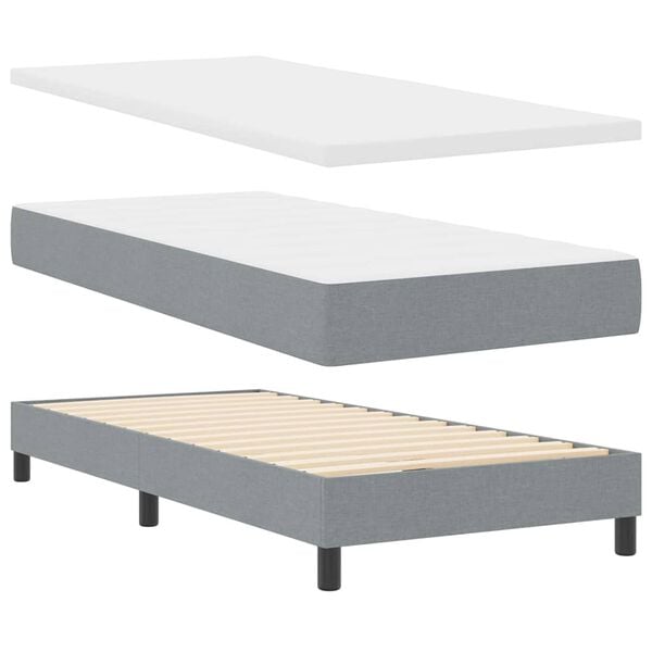 vidaXL Boxspringbed met matras Lichtgrijs 190 x 90 cm Polyester