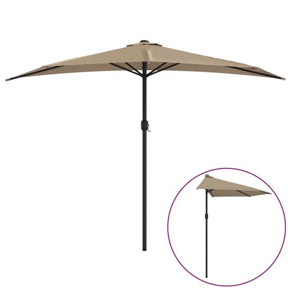 vidaXL Balkonparasol half met aluminium paal 300x155 cm taupe