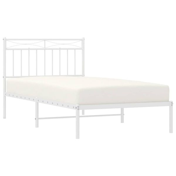vidaXL Bedframe met hoofdbord metaal wit 100x190 cm