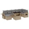 vidaXL 8-delige Loungeset met kussens poly rattan beige