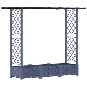 vidaXL Verhoogd Bed met Trellis en Dak Grijs 164 x 40 x 123 cm PP