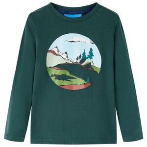 vidaXL Kindershirt met lange mouwen 92 donkergroen