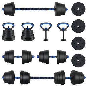vidaXL 4-in-1 Halterset 40kg Zwart en Blauw Cement en ijzeren zand