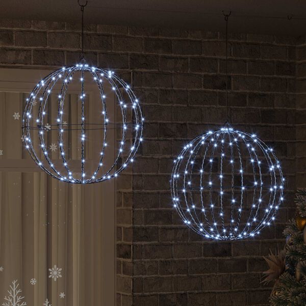 vidaXL Bal met 320 LED 2 pcs Koudwit 50,5 x 50,5 x 52 cm Metaal