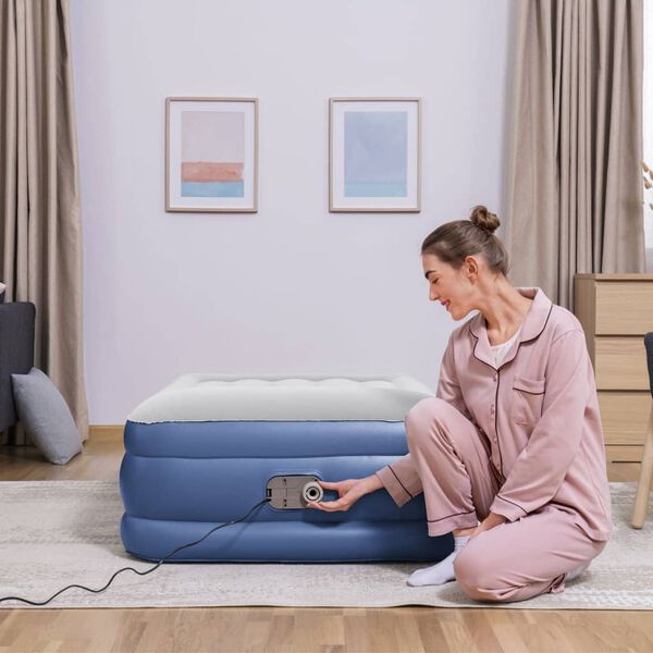 Bestway Luchtbed Tritech 1-persoons 191x97x46 cm blauw en grijs