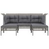 vidaXL 5-delige Loungeset met kussens poly rattan grijs