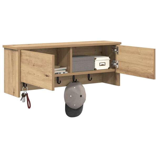 vidaXL Wandgemonteerde kapstok met plank Artisan Eiken 80 x 20 x 30 cm