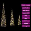 vidaXL Kerstboom met 90 LED 3 pcs Warmwit 20 x 20 x 80 cm Rattan