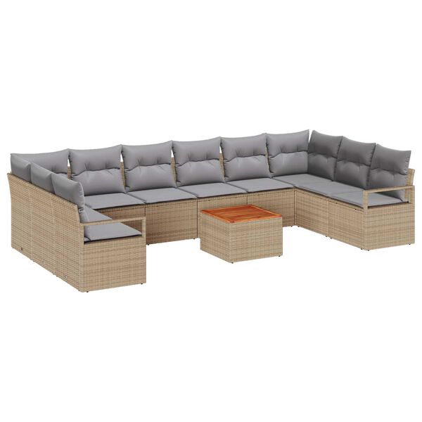 vidaXL Tuin Sofa Set 11 pcs beige en lichtgrijs