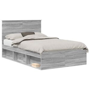 vidaXL Bedframe Grijs Sonoma 120 x 200 cm Massief grenenhout