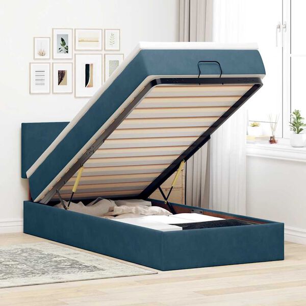 vidaXL Ottoman bed met matras 90x190cm fluweel donkerblauw