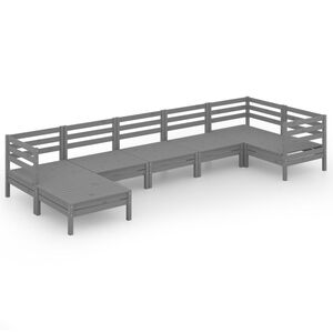 vidaXL 7-delige Loungeset massief grenenhout grijs