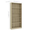 vidaXL Boekenkast met 5 schappen 80x24x175 cm bewerkt hout sonoma eik