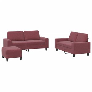 vidaXL 3-delige Loungeset stof wijnrood