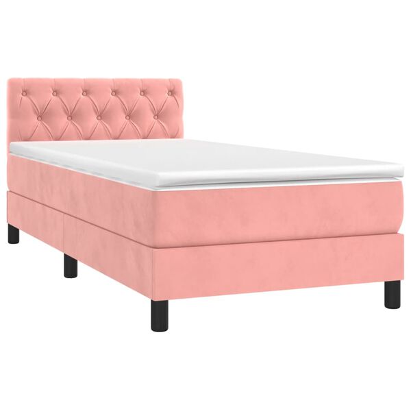 vidaXL Boxspring met matras en LED fluweel roze 80x200 cm