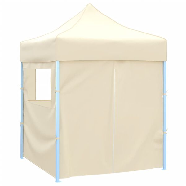 vidaXL Partytent met 4 zijwanden inklapbaar 2x2 m staal crème