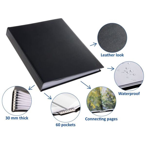 rillstab Portfoliomap met 80 hoezen A4 zwart