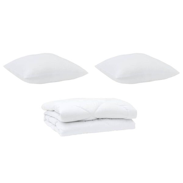 vidaXL Dekbed met kussen 3 pcs Wit Microfibre