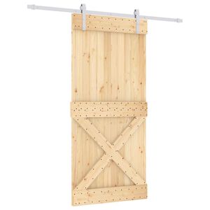 vidaXL Schuifdeur Natuurlijk en Wit 95 x 210 cm Massief Grenenhout
