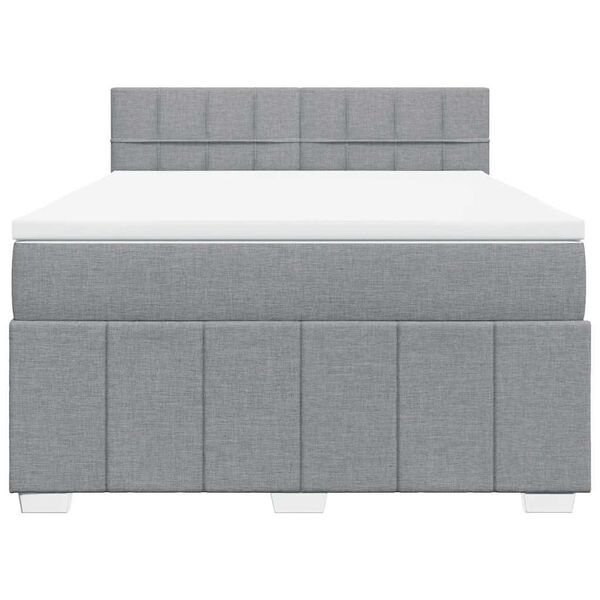 vidaXL Boxspring met matras stof lichtgrijs 140x200 cm
