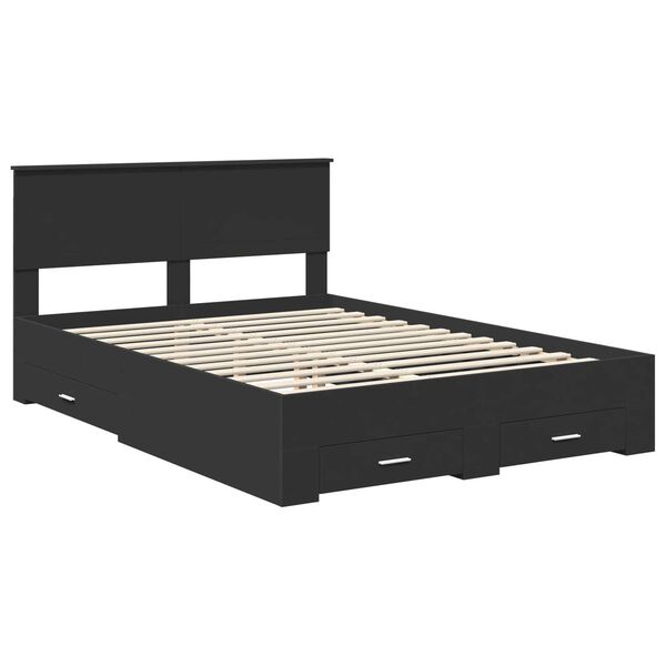 vidaXL Bedframe met hoofdeinde Zwart 140 x 190 cm Bewerkt hout
