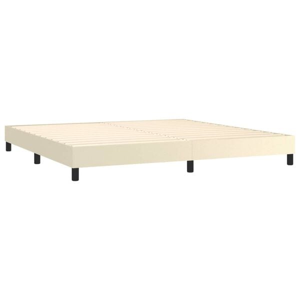 vidaXL Boxspring bed kunstleer cr&egrave;mekleurig 200x200 cm
