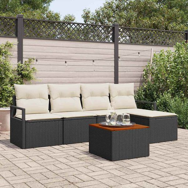 vidaXL Tuin Sofa Set met kussen 6 pcs Zwart Poly riet