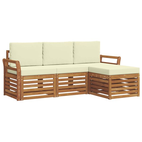 vidaXL Sofa-Sets 4 pcs Natuurlijk en Cr&egrave;me Massief Acaciahout