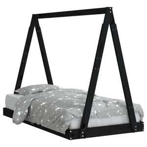 vidaXL Kinderbedframe 80x160 cm massief grenenhout zwart