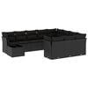 vidaXL 11-delige Loungeset met kussens poly rattan zwart