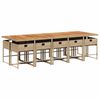 vidaXL 11-delige Tuinset met kussens poly rattan beige