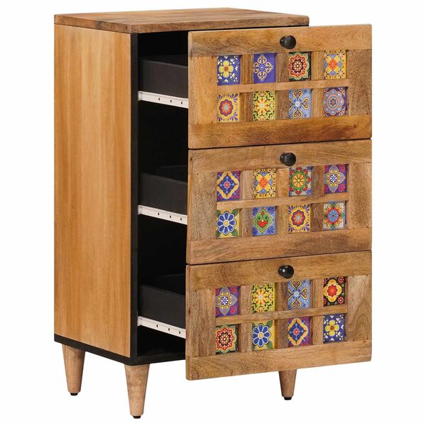 vidaXL Dressoir met lade Naturel 40 x 33 x 75 cm Massief Mango Hout