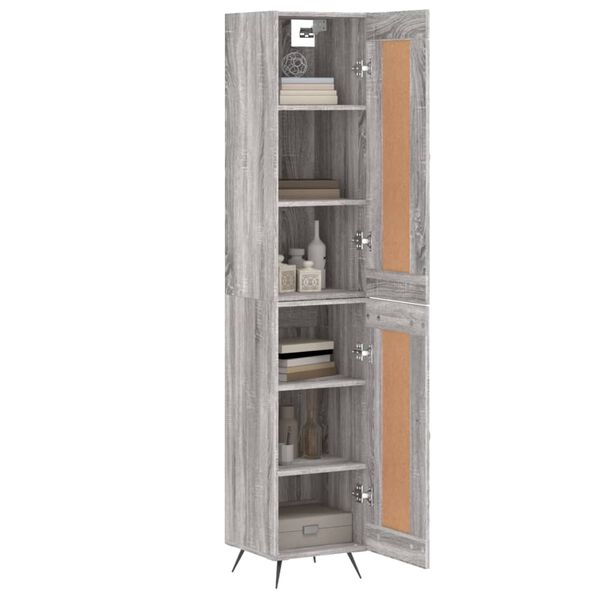 vidaXL Hoge kast 34,5x34x180 cm bewerkt hout grijs sonoma eikenkleurig