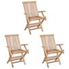 vidaXL Opvouwbare Tuinstoel 3 pcs Naturel Massief Teakhout