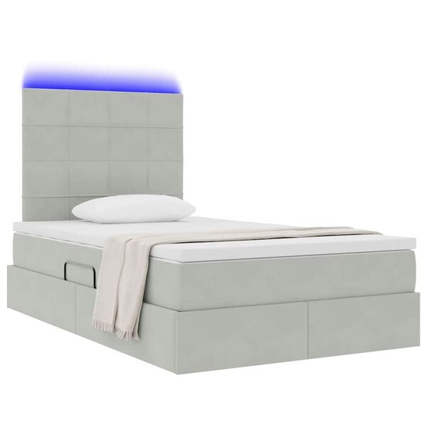 vidaXL Opbergbed met LED met matras Lichtgrijs 120 x 200 cm Fluweel