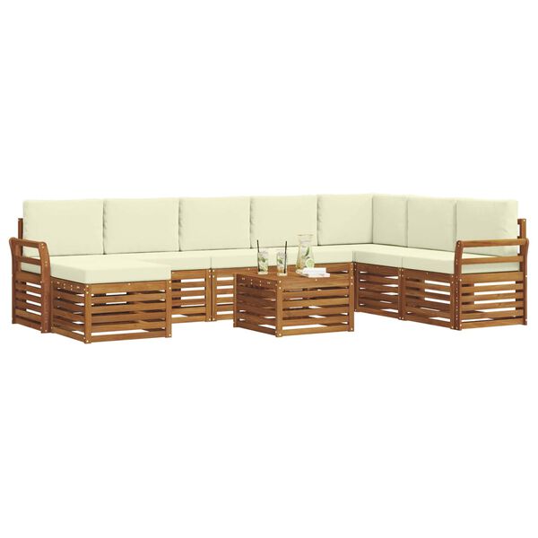 vidaXL Sofa-Sets 9 pcs Natuurlijk en Cr&egrave;me Massief Acaciahout