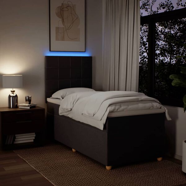 vidaXL Boxspring met matras stof donkerbruin 90x190 cm