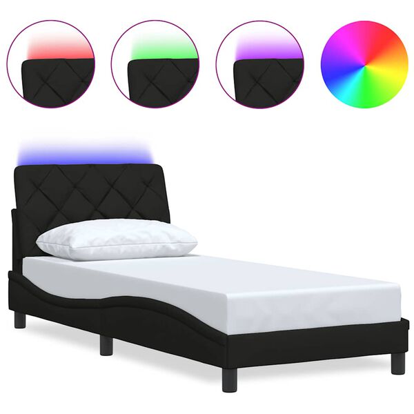 vidaXL Bedframe met LED zonder matras 90x190 cm stof zwart