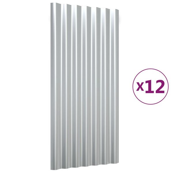 vidaXL Dakpanelen 12 st 80x36 cm gegalvaniseerd staal zilverkleurig