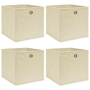vidaXL Opbergboxen 4 st 32x32x32 cm stof cr&egrave;mekleurig