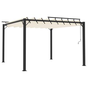 vidaXL Prieel met lamellendak 3x3 m stof en aluminium cr&egrave;mekleurig