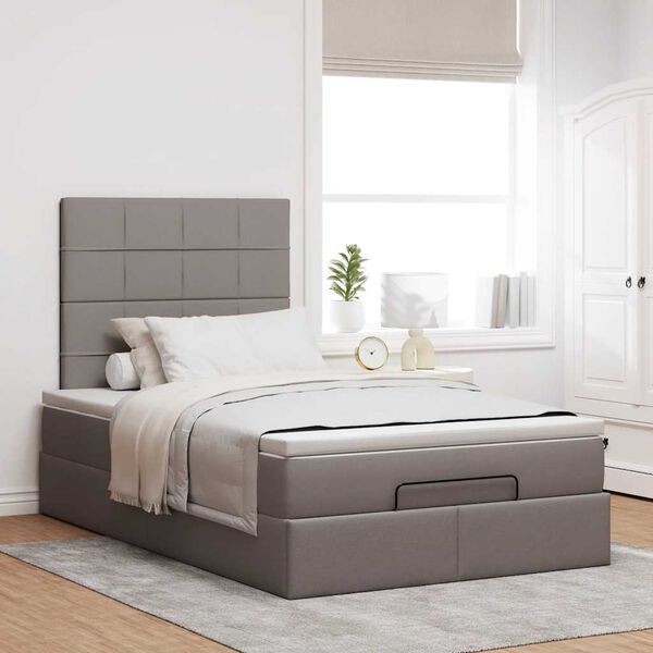 vidaXL Ottoman bed met matras en LED's 120x200cm stof taupe