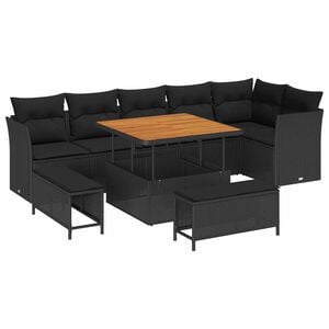 vidaXL Tuin Sofa Set 9 pcs Zwart Poly riet en gepoedercoat staal
