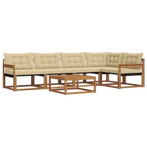 vidaXL Buiten bankenset met kussen 6 pcs Natuurlijk en Beige