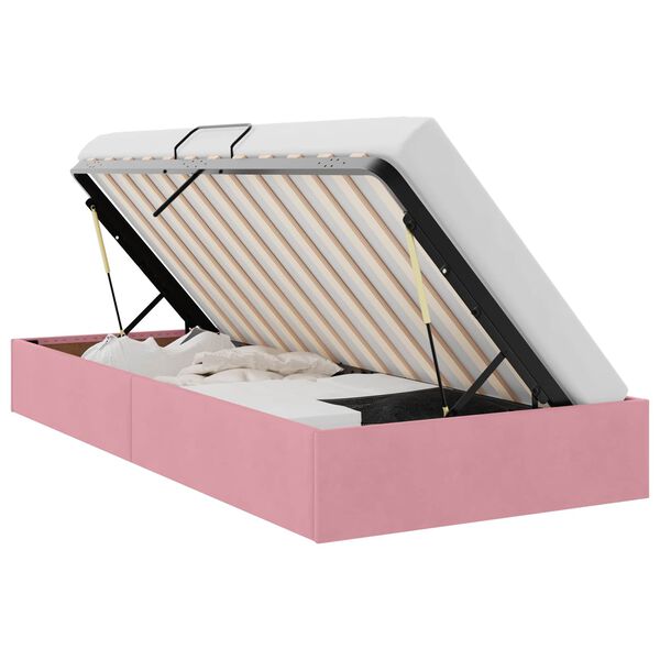 vidaXL Opslag bed met opslag Roze 90 x 190 cm Fluweel