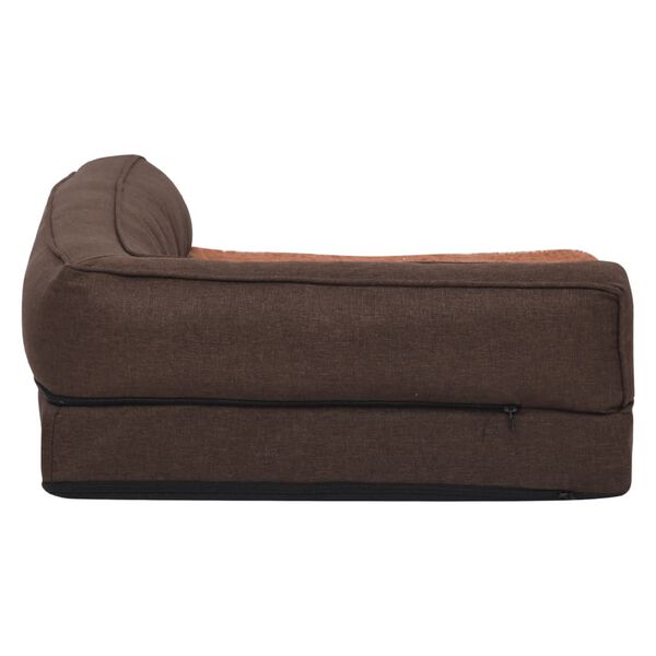 vidaXL Hondenbed ergonomisch linnen-look 90x64 cm fleece bruin