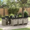 vidaXL Tuin eettafelset met kussen 9 pcs Lichtgrijs poly rattan