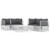 vidaXL 5-delige Loungeset met kussens staal wit