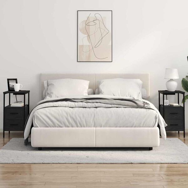 vidaXL Nachtkastje met lade Zwart Eiken 30 x 48 x 61 cm Bewerkt hout