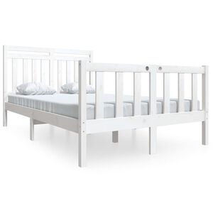 vidaXL Bedframe massief hout wit 140x190 cm